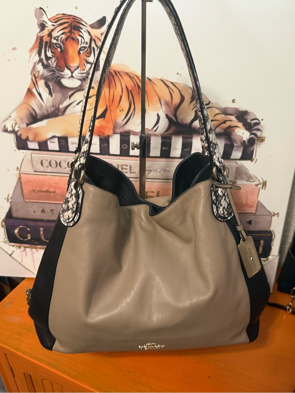 Coach Edie 31 Colorblock with Snakeskin Shoulder Bag EUC